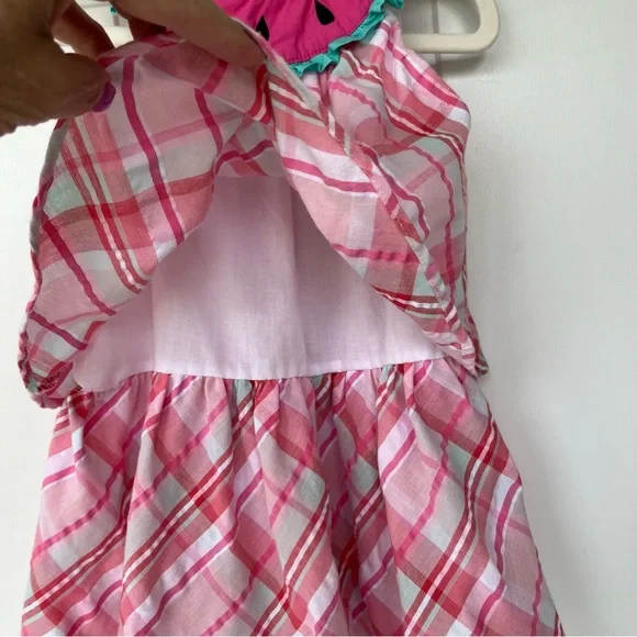•Youngland• Tiered Plaid Watermelon Dress - Size 2T - Picture 4 of 9